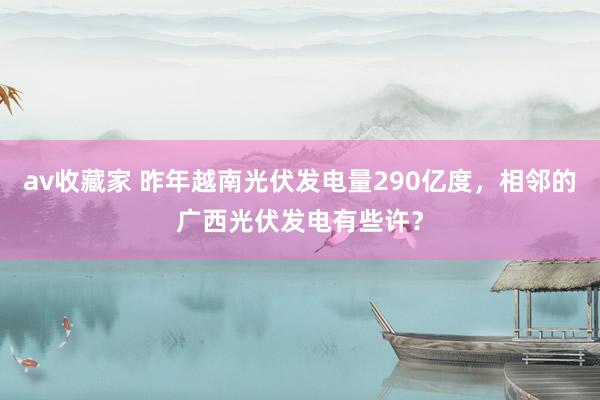 av收藏家 昨年越南光伏发电量290亿度，相邻的广西光伏发电有些许？