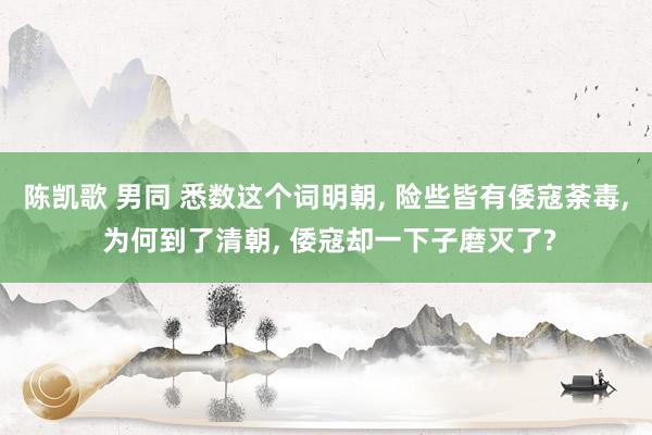 陈凯歌 男同 悉数这个词明朝， 险些皆有倭寇荼毒， 为何到了清朝， 倭寇却一下子磨灭了?