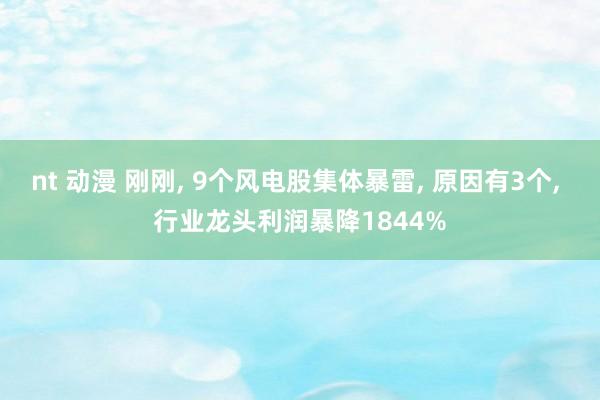 nt 动漫 刚刚， 9个风电股集体暴雷， 原因有3个， 行业龙头利润暴降1844%