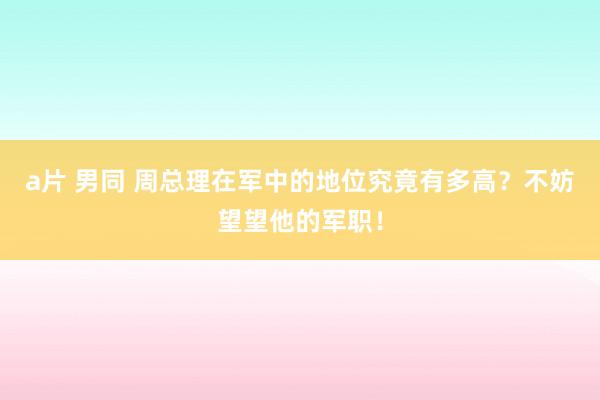 a片 男同 周总理在军中的地位究竟有多高？不妨望望他的军职！