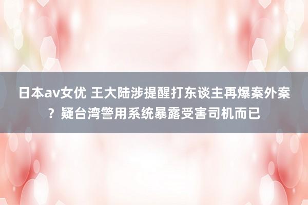 日本av女优 王大陆涉提醒打东谈主再爆案外案？疑台湾警用系统暴露受害司机而已
